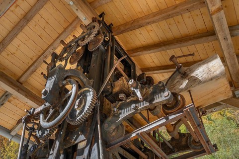 Gear train of an old wood sawing machine