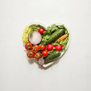 Heart made different kind vegetables