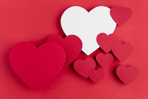 Top view hearts arrangement with copy space. Resolution and high quality beautiful photo