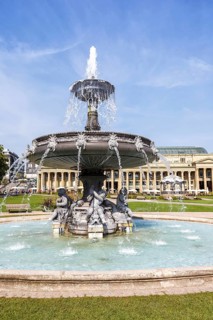 Schlossplatz with fountain travelling city in Stuttgart
