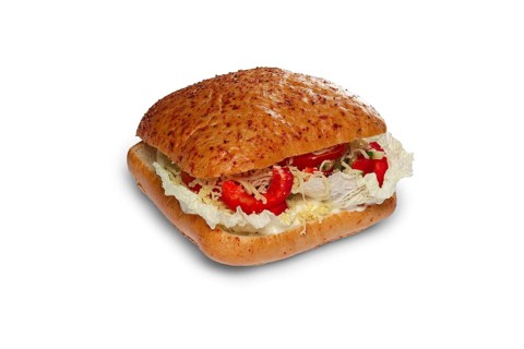 Layout for menu. Vegetarian burger with bell pepper
