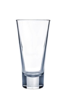 Transparent empty highball glass with reflection isolated on white
