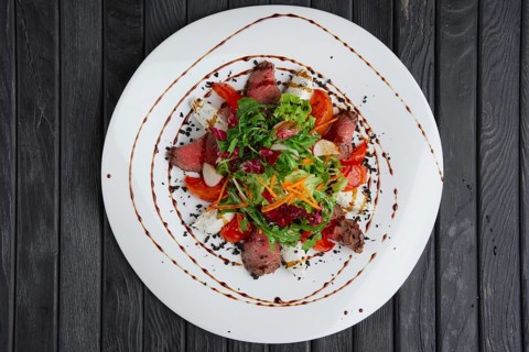 Salad with beef