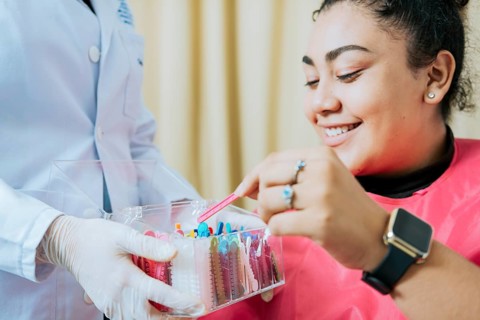 Dental patient choosing dental braces