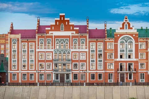 Houses build in the style of Bruges in Yoshkar-Ola
