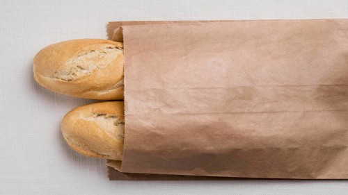 Top view baguettes paper packaging. Resolution and high quality beautiful photo