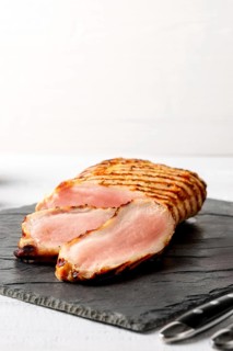 Close up view of roasted pork fillet