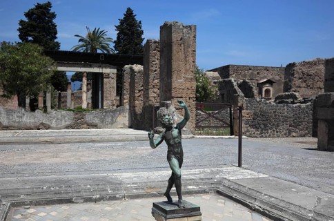 House of the Faun with bronze statue of a dancing faun