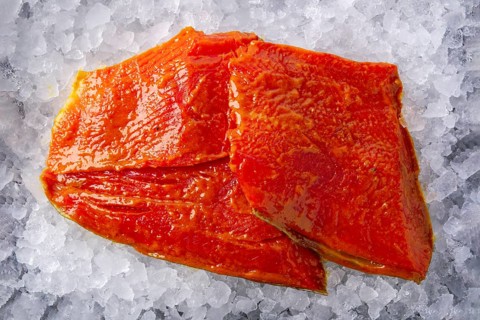 Salmon fillet marinated for grill