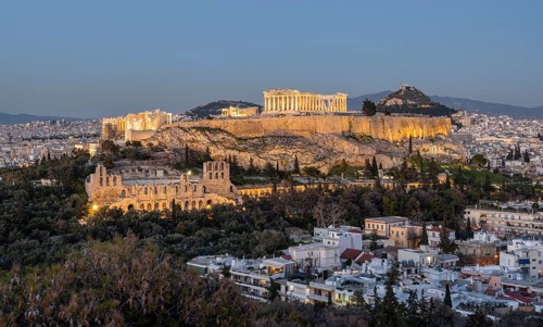 View from Philopappos Hill over the city