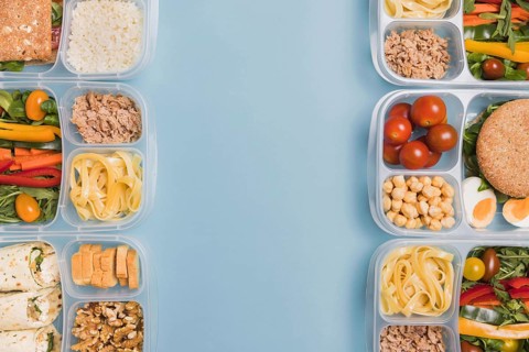Top view lunchboxes with copy space. Resolution and high quality beautiful photo
