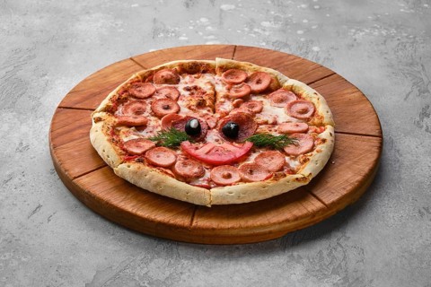 Pizza for kids with sausage and cheese