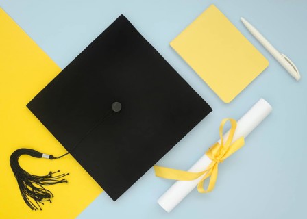Flat lay festive graduation composition