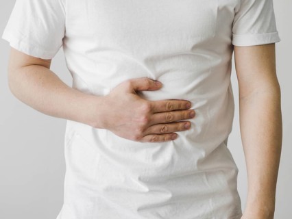 Close up patient with stomachache
