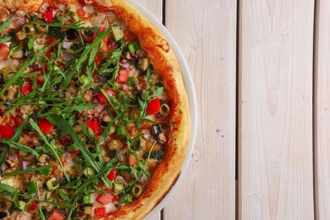 Pizza with mushrooms