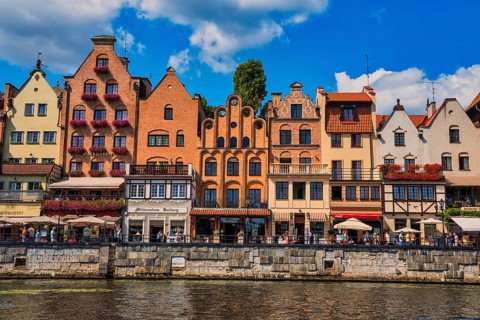Hanseatic league houses on the Motlawa river