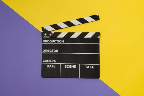 Top view movie slate table. Resolution and high quality beautiful photo