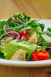 Macro photo of salad with onion