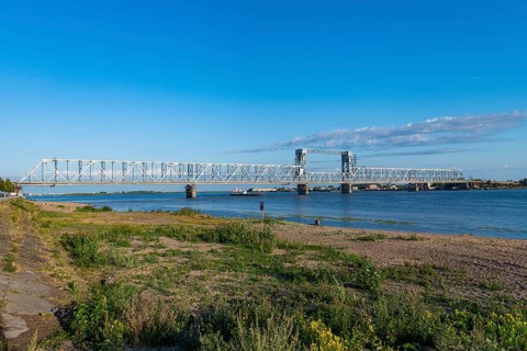 Bridge crossing the Dvina river