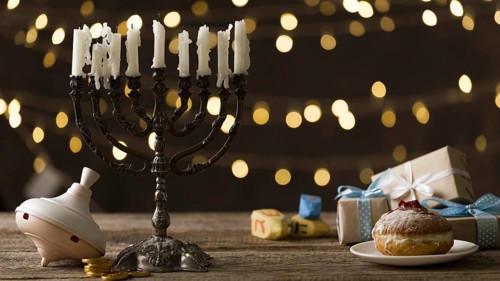 Front view hanukkah candle holder concept