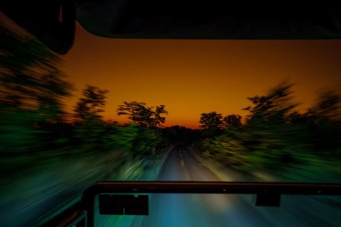 Driving at sunset