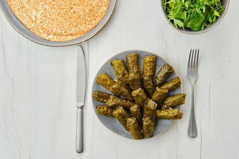 Grape leaves stuffed with meat and rice