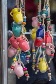 Traditional clay pottery for sale at the market