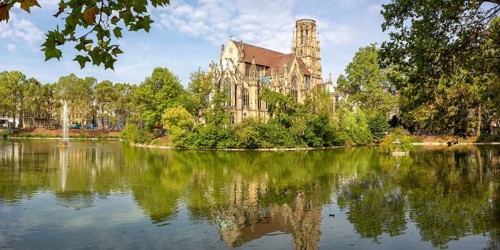 Johanneskirche Church at Feuersee Panorama in Stuttgart