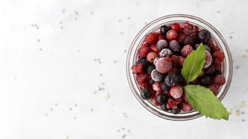 Top view smoothie with frozen fruits. Resolution and high quality beautiful photo