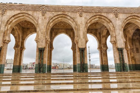View of the city through ornate archways