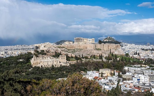 View from Philopappos Hill over the city