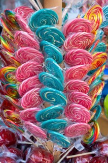 Delicious colorful swirl candy and sweets for kids