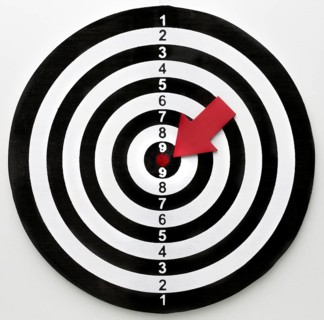 Top view target with arrow pointing bullseye. Resolution and high quality beautiful photo