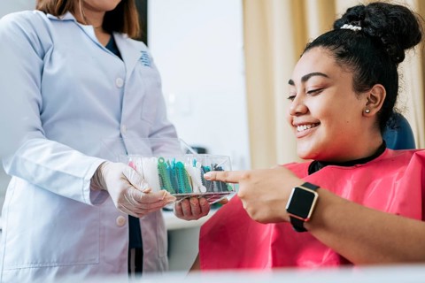 Dental patient choosing dental braces