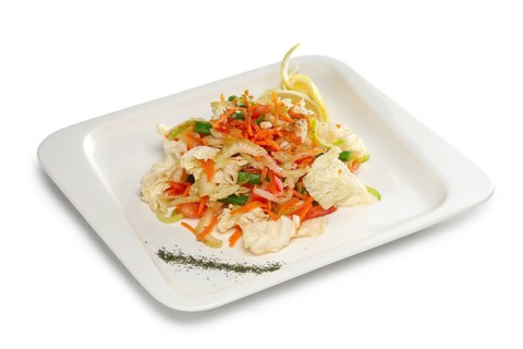 Layout for menu. Spring salad with fresh cabbage