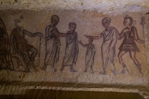 Beautiful wall paintings in the Necropolis of Tarchuna