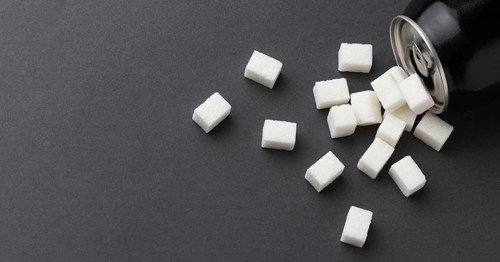 Top view can with sugar cubes copy space. Resolution and high quality beautiful photo