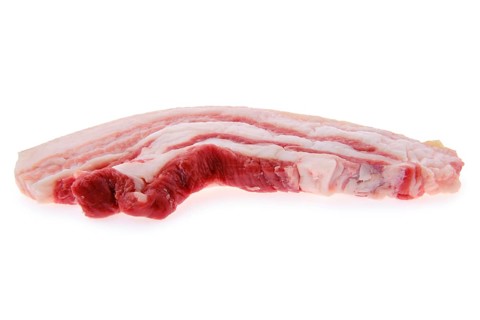 Raw fresh pork belly slice isolated on white background