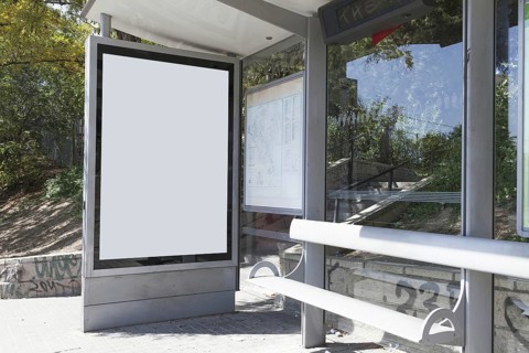 Mock up billboard light box bus shelter