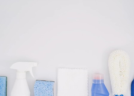 Row cleaning products white background