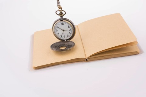Retro style pocket watch on white background