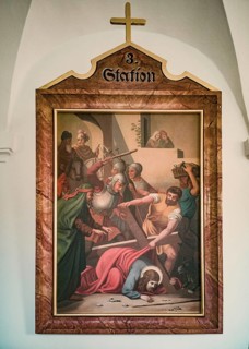 Stations of the Cross by an unknown artist in the ambulatory of the Catholic pilgrimage church of the Holy Trinity in Kappl
