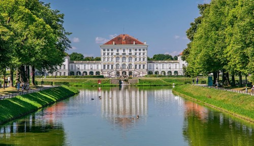 Palace Garden Canal with the City Side of Nymphenburg Palace