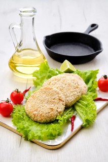 Trout meat cutlet in breading