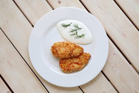 Soy and carrot lean cutlet with sour cream