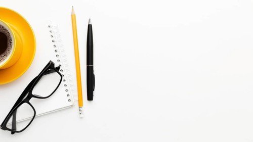 Flat lay frame with glasses pen