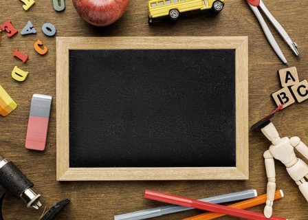 Top view blackboard with letters apple. Resolution and high quality beautiful photo