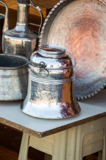 Old style metal buckets made of metal