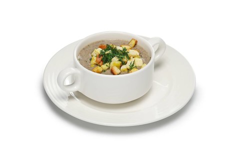 Layout for menu. Mushroom soup puree