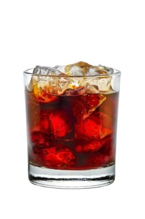 Cocktail rum and cola isolated on white